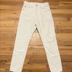 NWOT High Waisted Skinny Button Fly Distressed White Levi’s Women’s Size 25x28